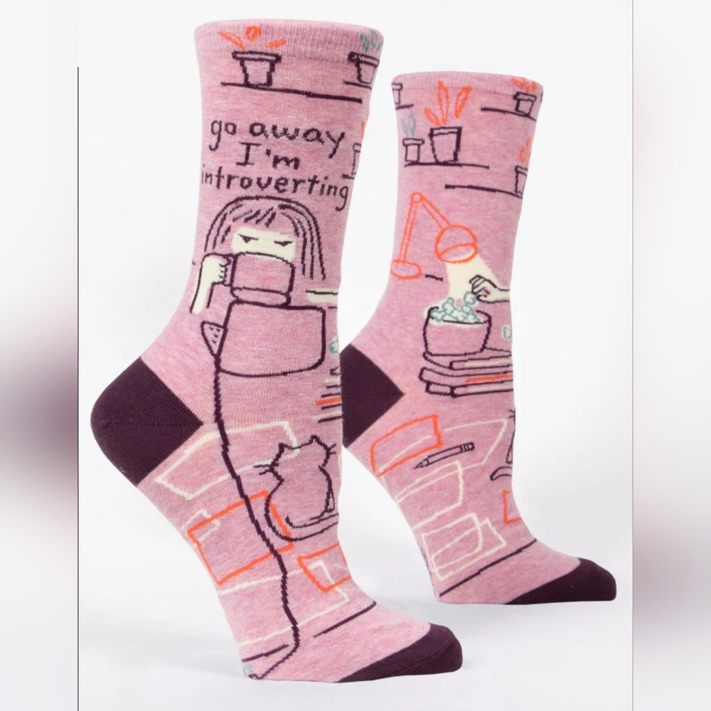 Blue Q Go Away Introverting Crew Socks
